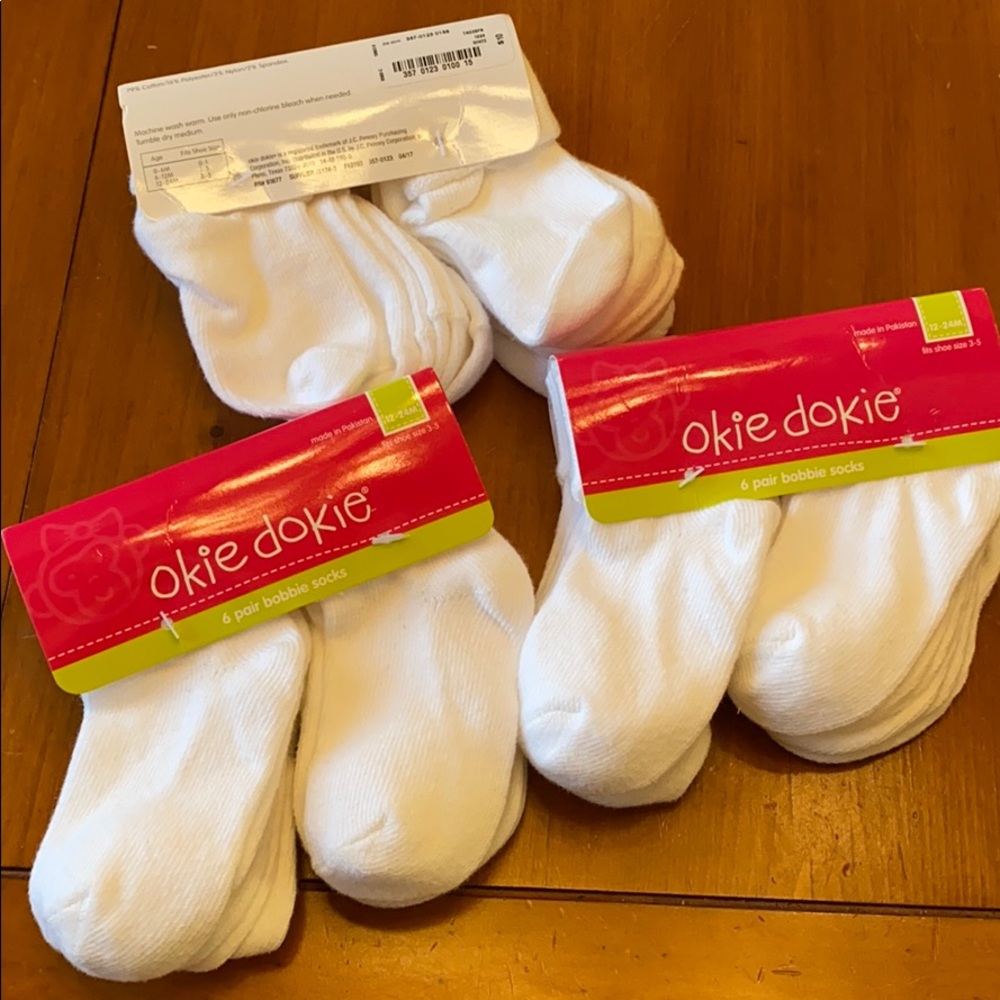 3 packs of 12-24 mo white socks